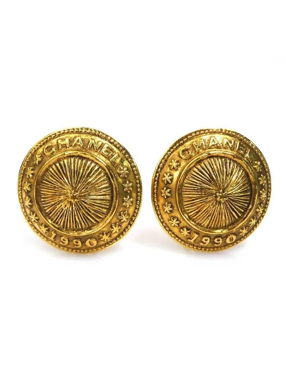 Auth Chanel Logo Earrings Gold Metal - #327013C25B